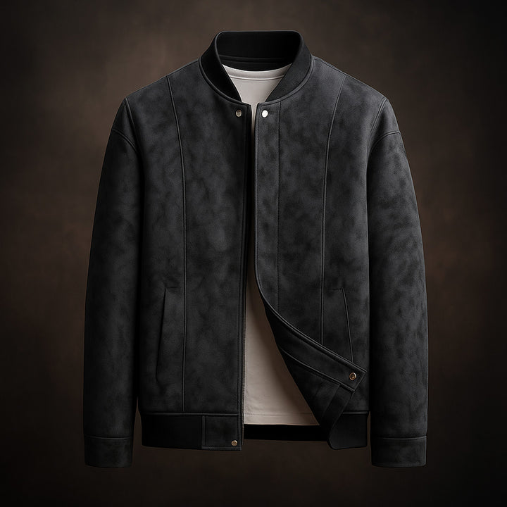 Men's Vegan Suede Bomber Jacket – Lined Smart-Casual Layer – view 4
