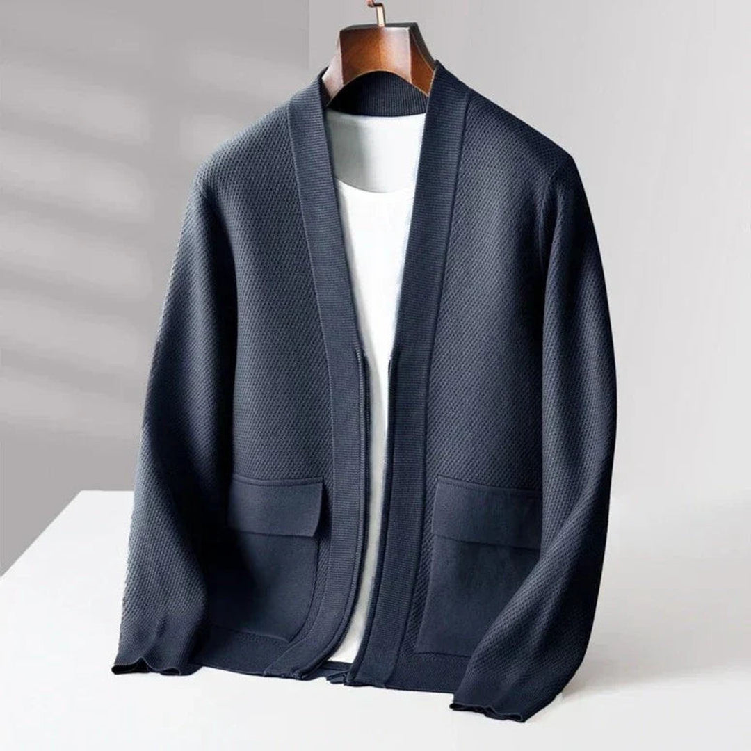Men's Cashmere Blend Zip Cardigan – Shawl Collar Knit Layer – view 3