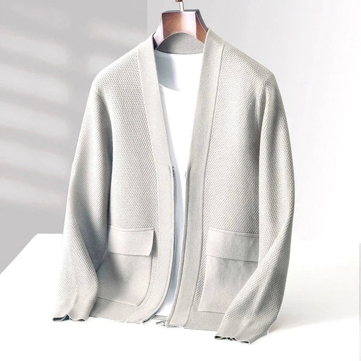 Men's Cashmere Blend Zip Cardigan – Shawl Collar Knit Layer – view 4