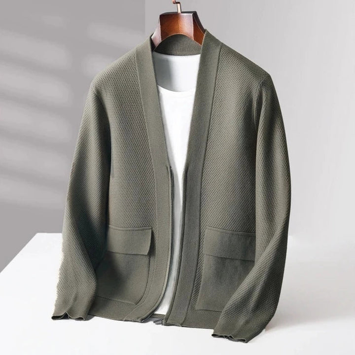 Men's Cashmere Blend Zip Cardigan – Shawl Collar Knit Layer – view 5