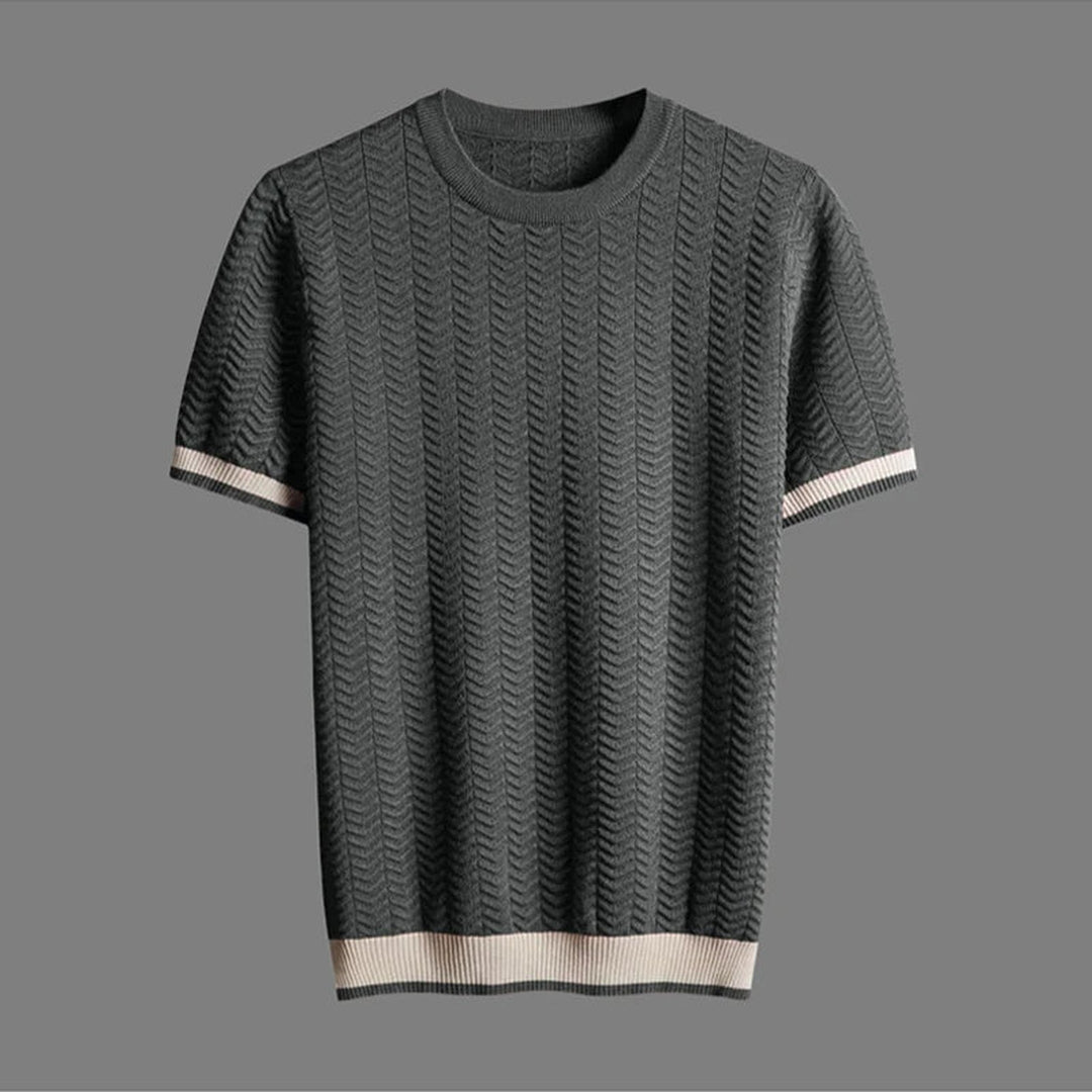 Men's Chevron Knit Tee – Textured Jacquard Smart Casual Top – view 3