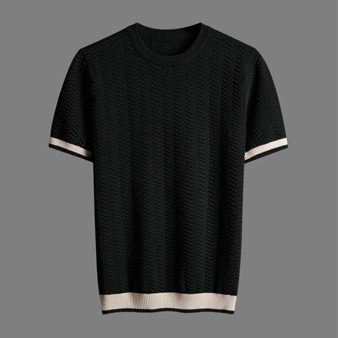 Men's Chevron Knit Tee – Textured Jacquard Smart Casual Top – view 4