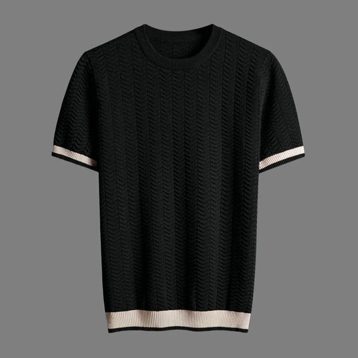Men's Chevron Knit Tee – Textured Jacquard Smart Casual Top – view 4