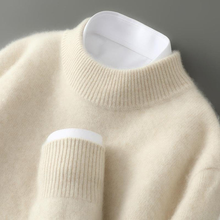 Men's Pure Cashmere Mock Neck Jumper – Soft Winter Layering – Cream
