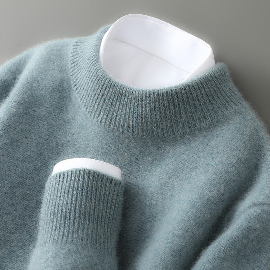 Men's Pure Cashmere Mock Neck Jumper – Soft Winter Layering – Green