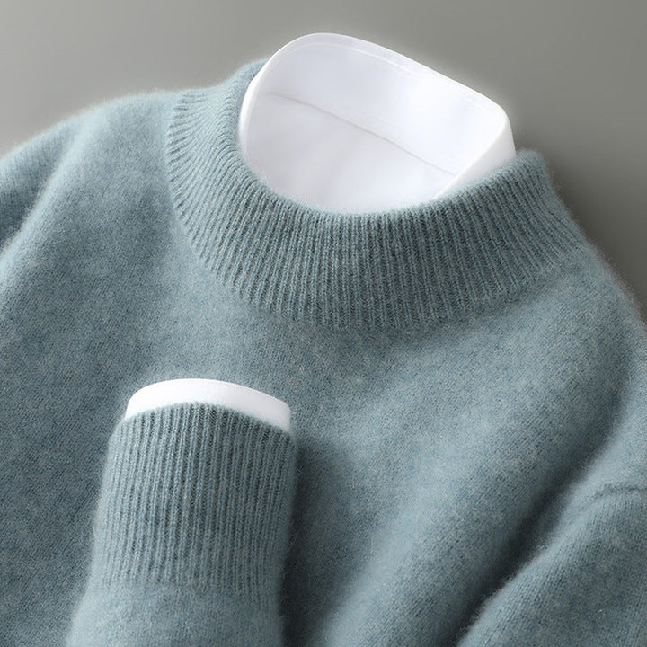 Men's Pure Cashmere Mock Neck Jumper – Soft Winter Layering – Green