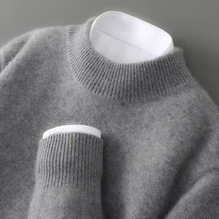 Men's Pure Cashmere Mock Neck Jumper – Soft Winter Layering – Grey