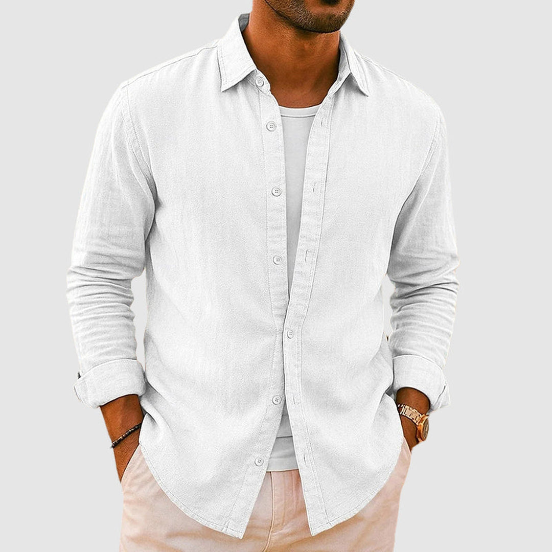 Men's Linen Blend Shirt – Relaxed Fit for Smart Casual Days – White