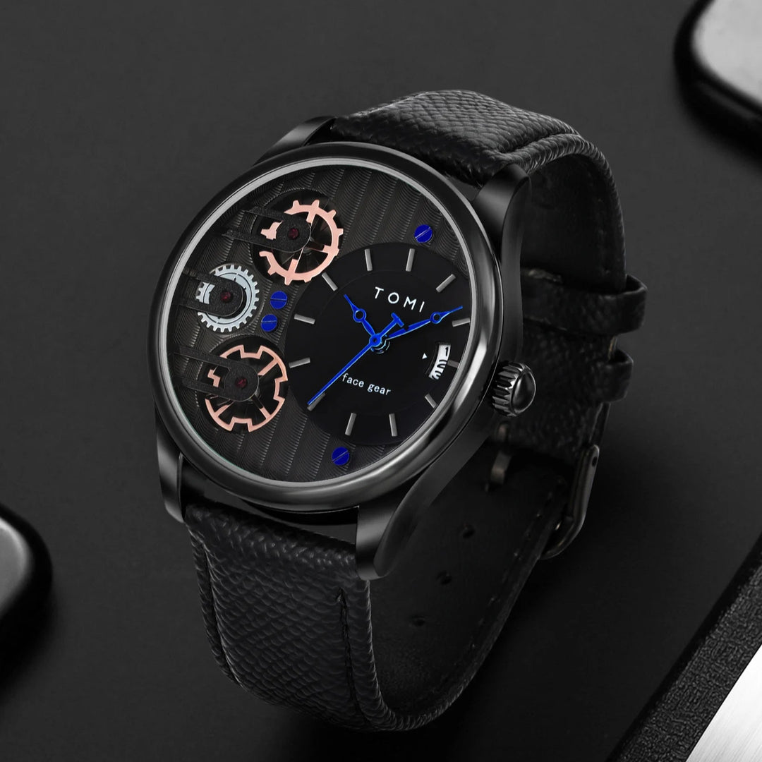 Men's Gearline Quartz Watch – Textured Dial & Leather Strap – view 11