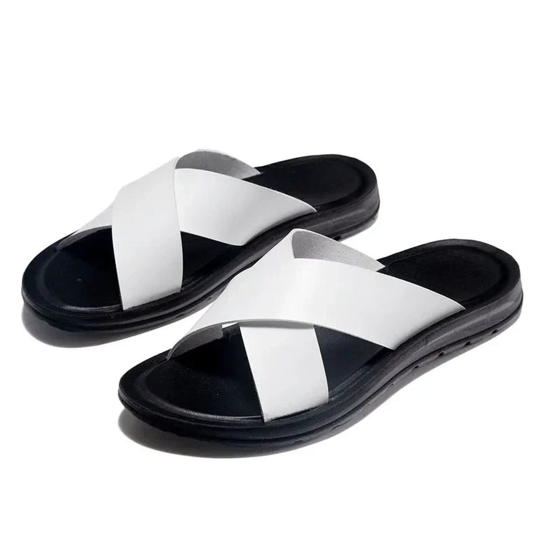 Men's Leather Slide Sandals – Cushioned Ergonomic Footbed – view 11