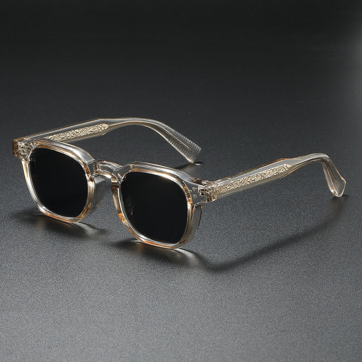 Men's Retro Square Sunglasses – UV400 Matte Acetate Frame – Tea