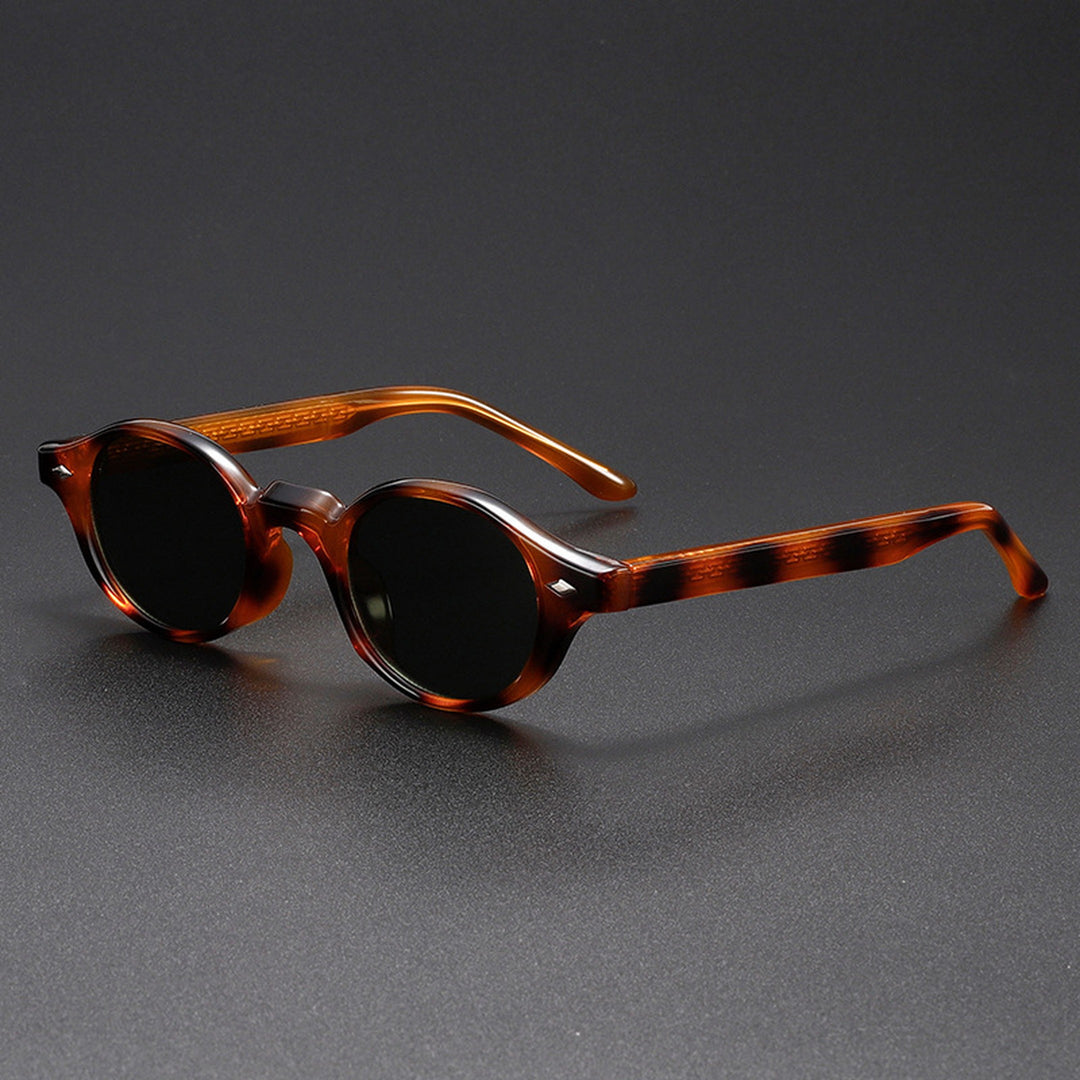 Men's Retro Oval Sunglasses – Lightweight UV400 Acetate Frame – Tortoise Shell