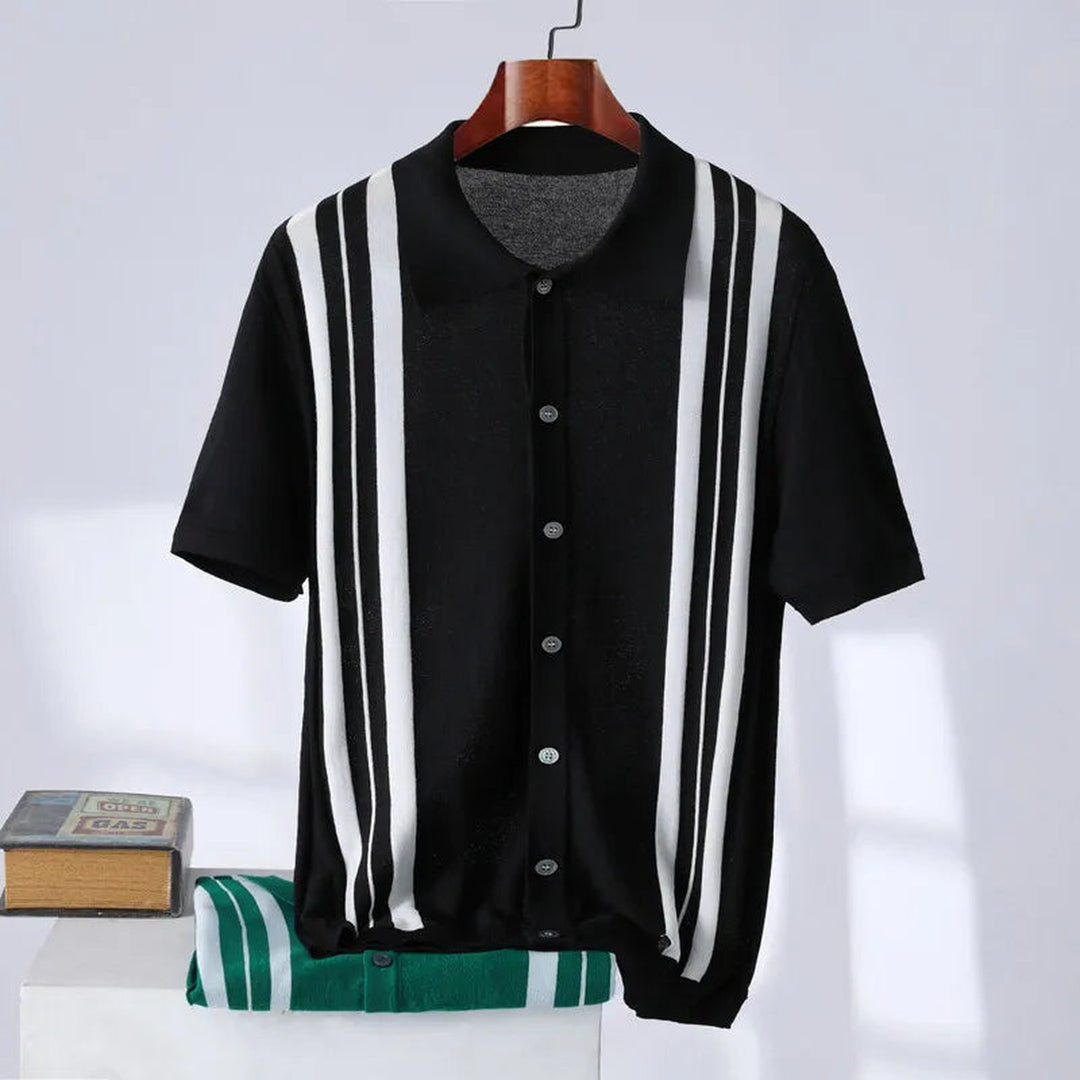 Men's Striped Knit Shirt – Breathable Casual Summer Wear – view 3