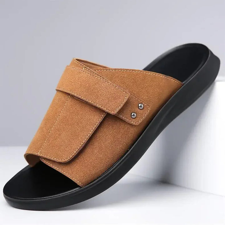 Men's Suede Leather Sandals – Cushioned Footbed – Adjustable Strap – view 2