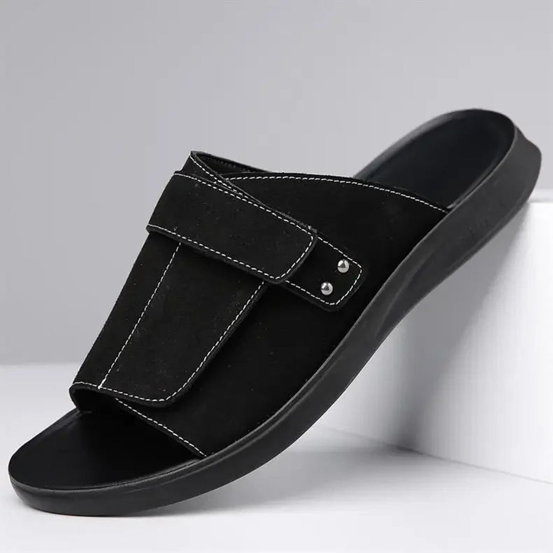 Men's Suede Leather Sandals – Cushioned Footbed – Adjustable Strap – view 3