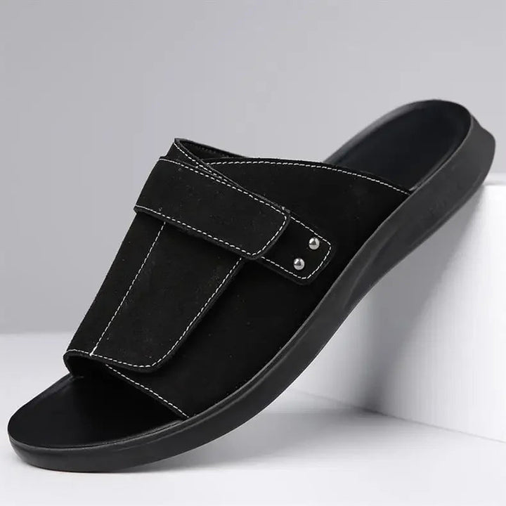 Men's Suede Leather Sandals – Cushioned Footbed – Adjustable Strap – view 3
