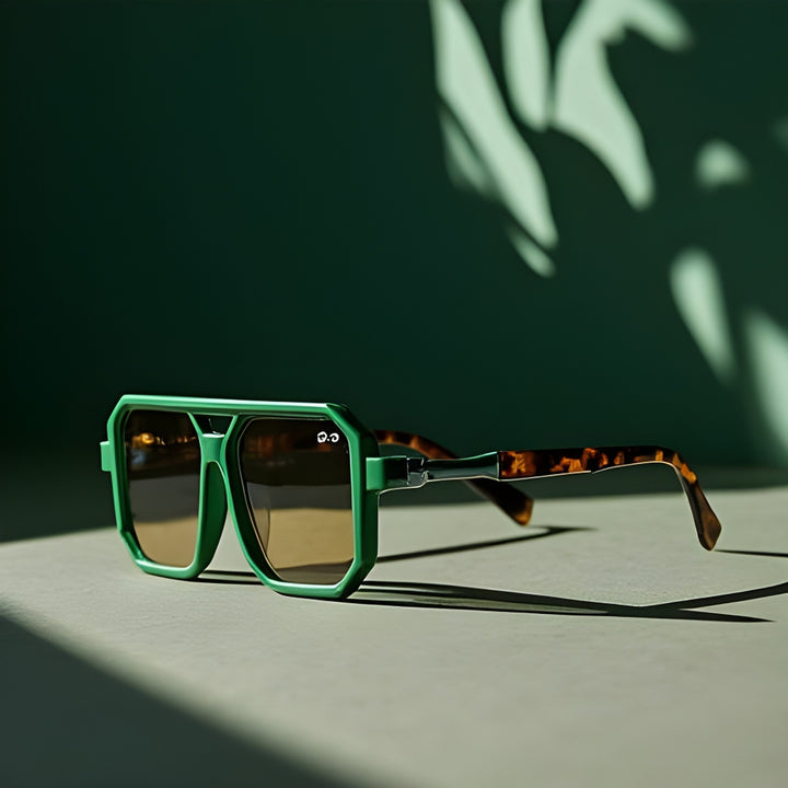 Men's Leopard Print Sunglasses – UV400 Lightweight Angular Frames – view 2