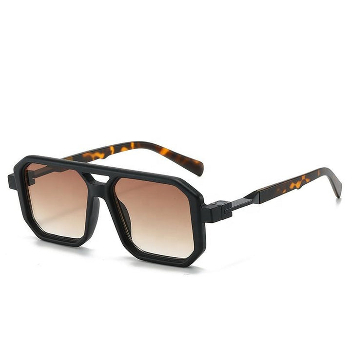 Men's Leopard Print Sunglasses – UV400 Lightweight Angular Frames – view 4
