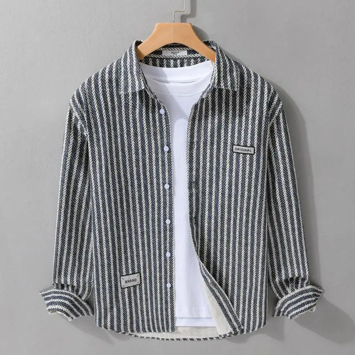 Men's Berrand Cotton Shirt – Lightweight Vertical Stripe Casual – view 3