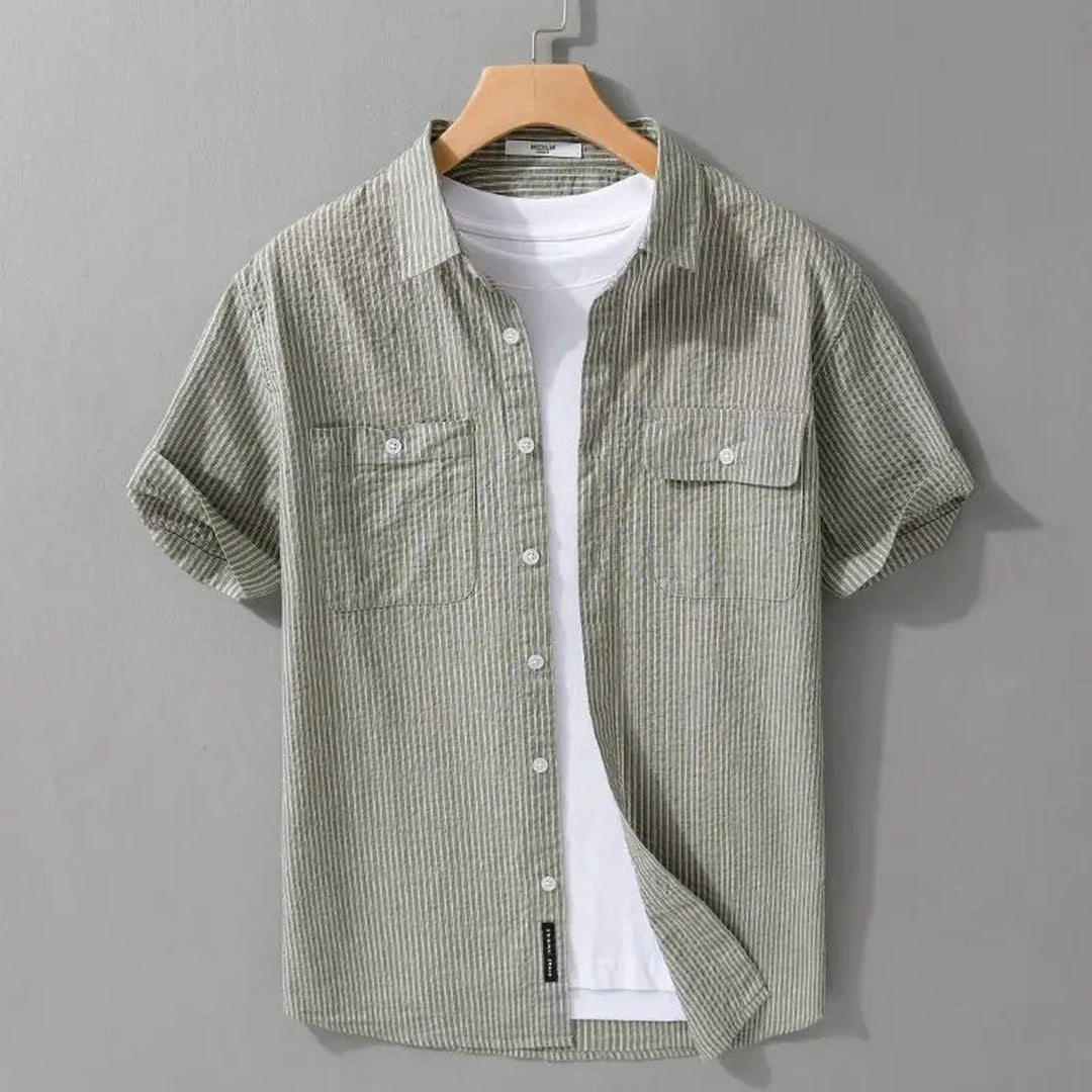 Men's Palermo Striped Shirt – Short Sleeve Casual Button-Up – view 2