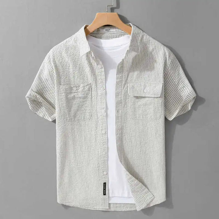 Men's Palermo Striped Shirt – Short Sleeve Casual Button-Up – view 3