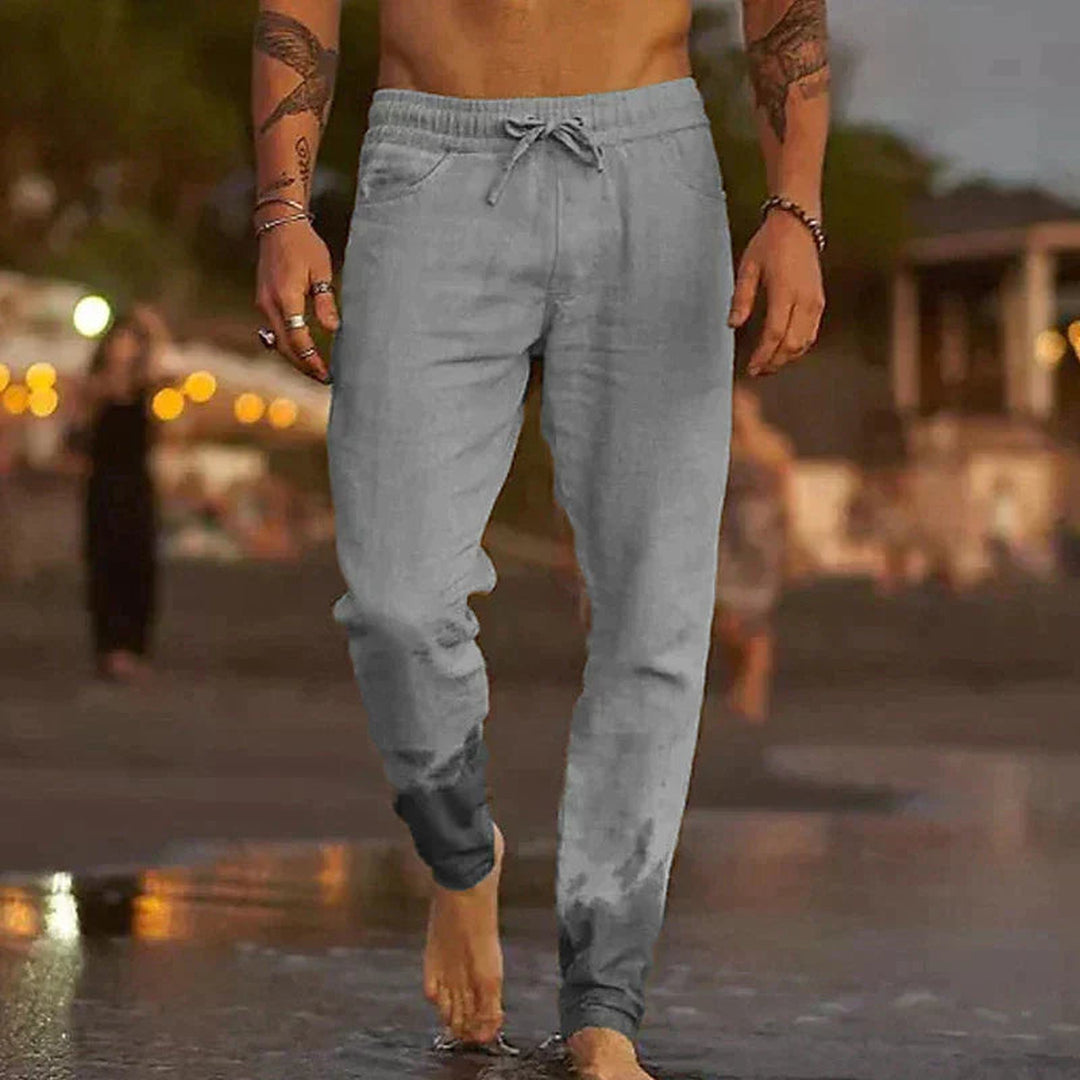 Men's Cotton-Linen Trousers – Relaxed Tapered Summer Style – Grey