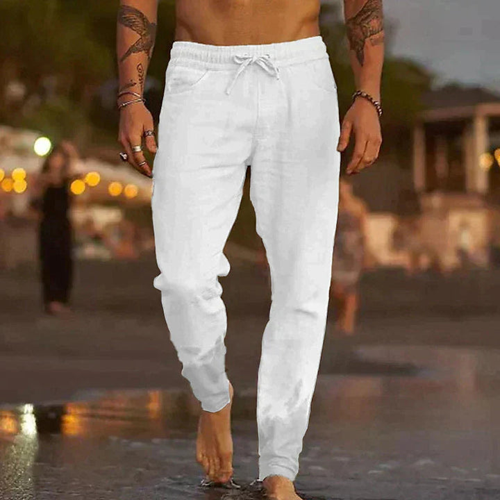 Men's Cotton-Linen Trousers – Relaxed Tapered Summer Style – White