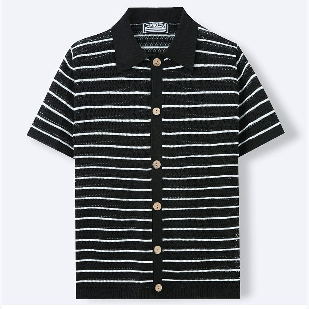 Men's Crochet Knit Shirt – Breathable Open-Knit Summer Style – view 4