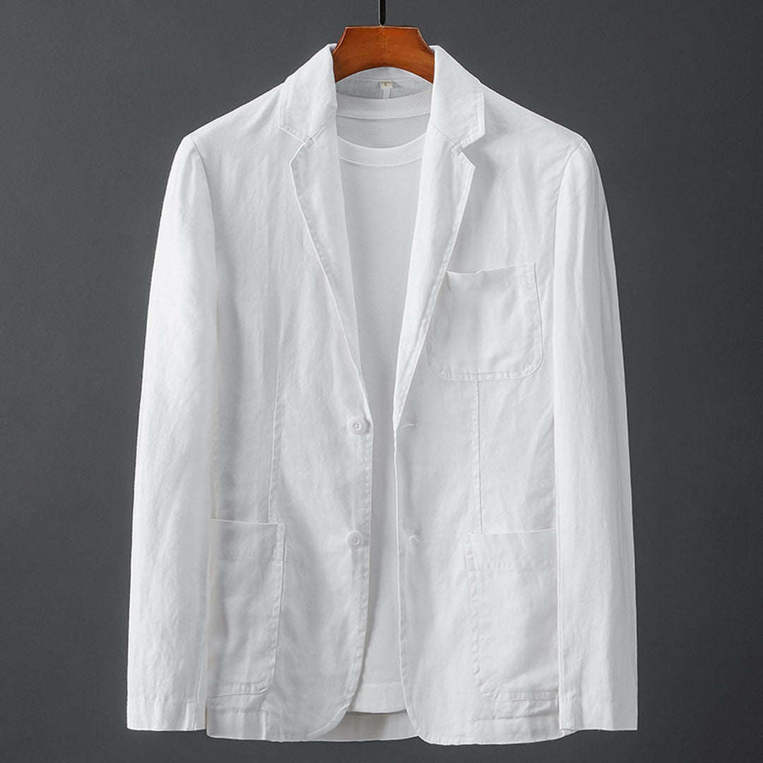 Men's Linen-Cotton Blazer – Lightweight Summer Tailoring – Blue