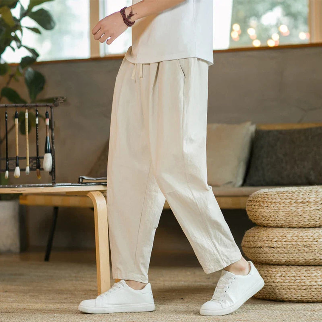 Men's Linen Drawstring Trousers – Relaxed Lightweight Fit – view 4