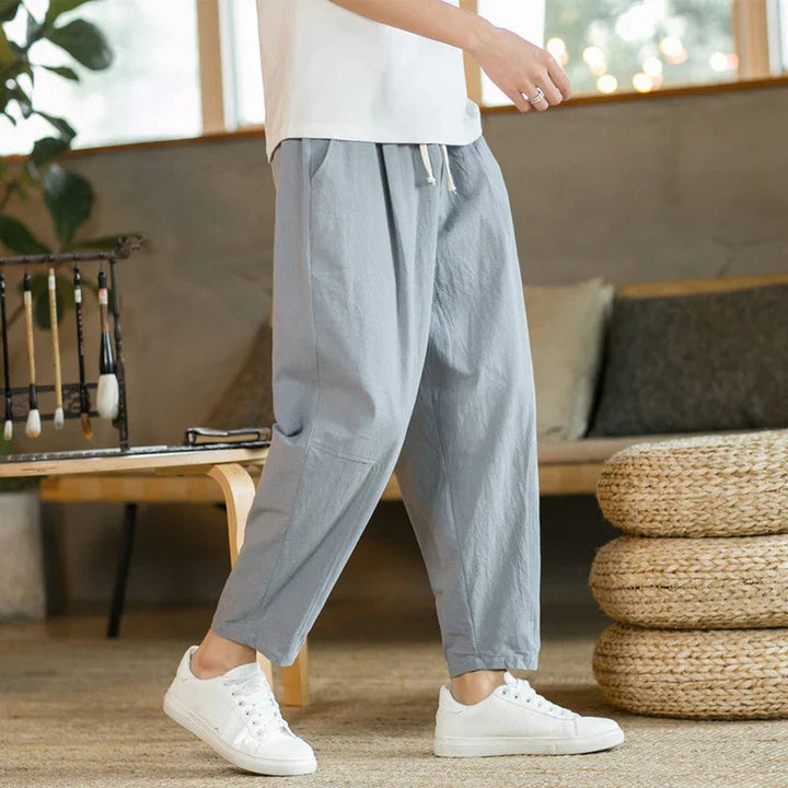 Men's Linen Drawstring Trousers – Relaxed Lightweight Fit – view 5