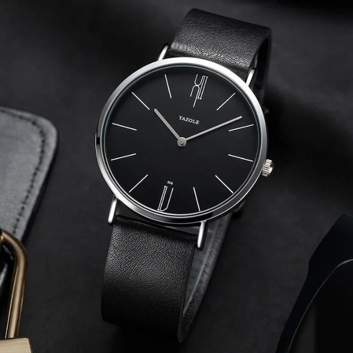 Men's Leather Strap Dress Watch – Slim Stainless Steel Case – view 5