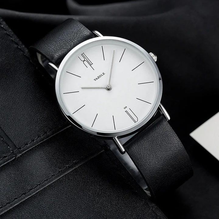 Men's Leather Strap Dress Watch – Slim Stainless Steel Case – view 7