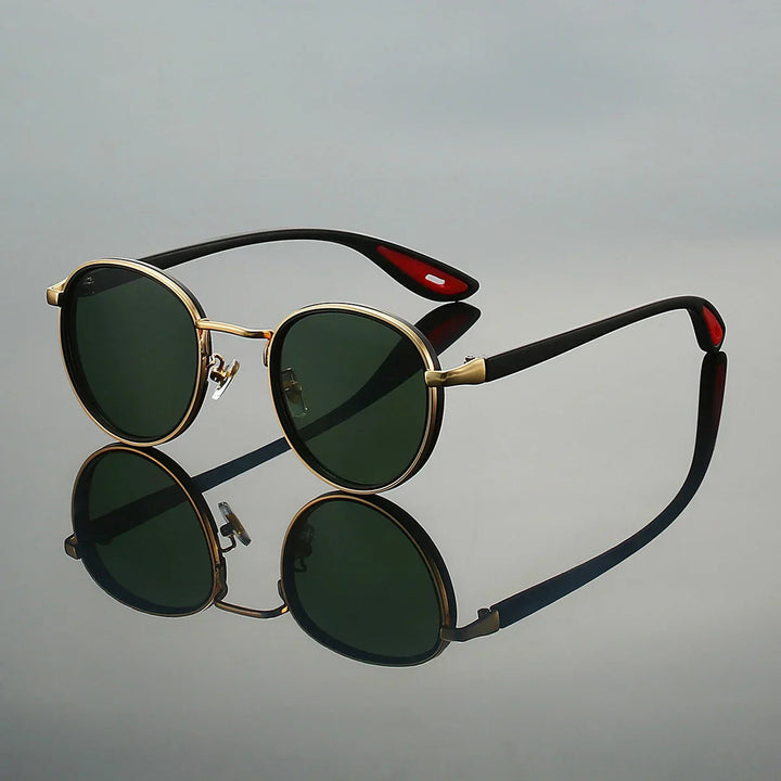 Men's Round Metal Sunglasses – UV400 Retro Everyday Shades – Grey
