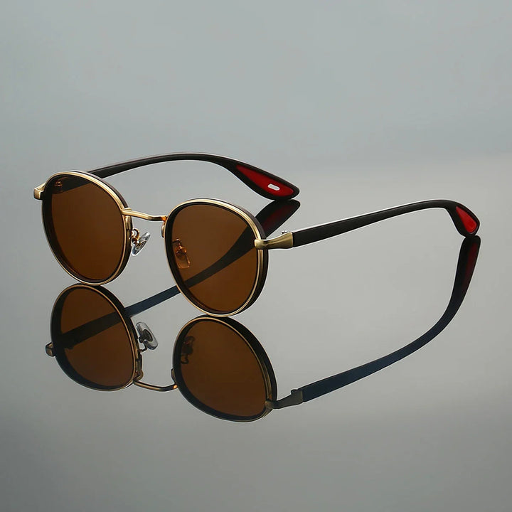 Men's Round Metal Sunglasses – UV400 Retro Everyday Shades – Green