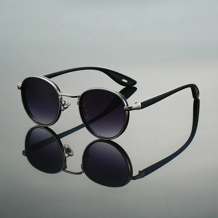 Men's Round Metal Sunglasses – UV400 Retro Everyday Shades – Gold