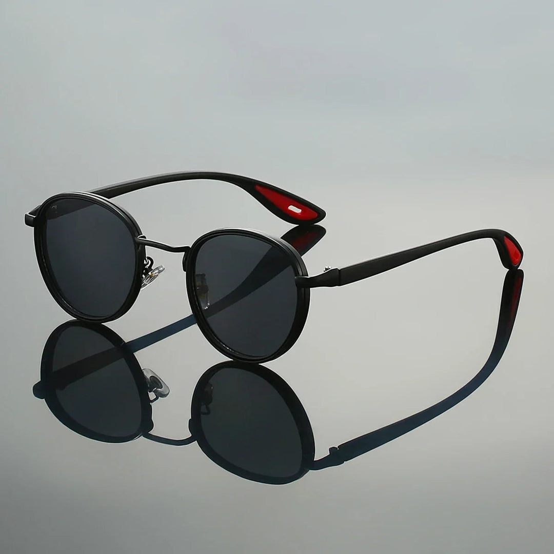 Men's Round Metal Sunglasses – UV400 Retro Everyday Shades – Brown