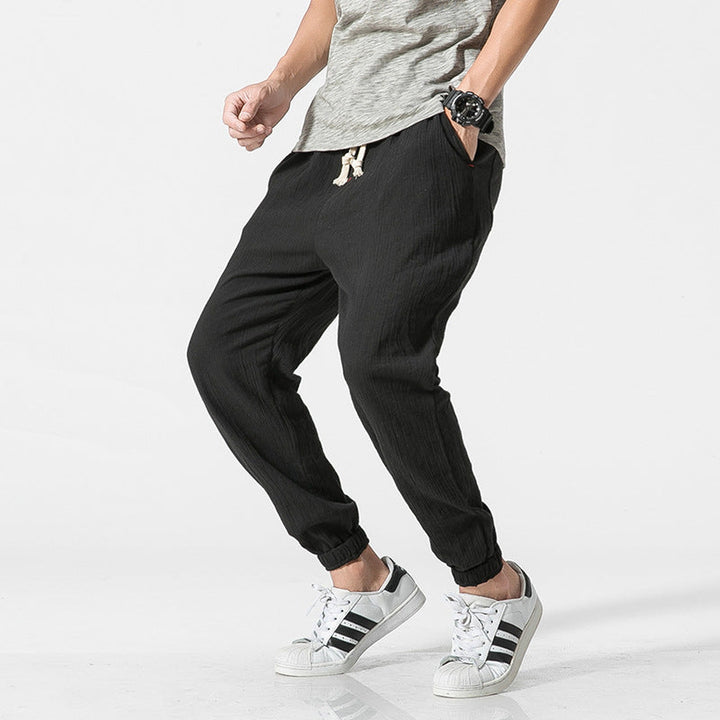 Men's Linen Blend Joggers – Lightweight Tapered Summer Trousers – view 2