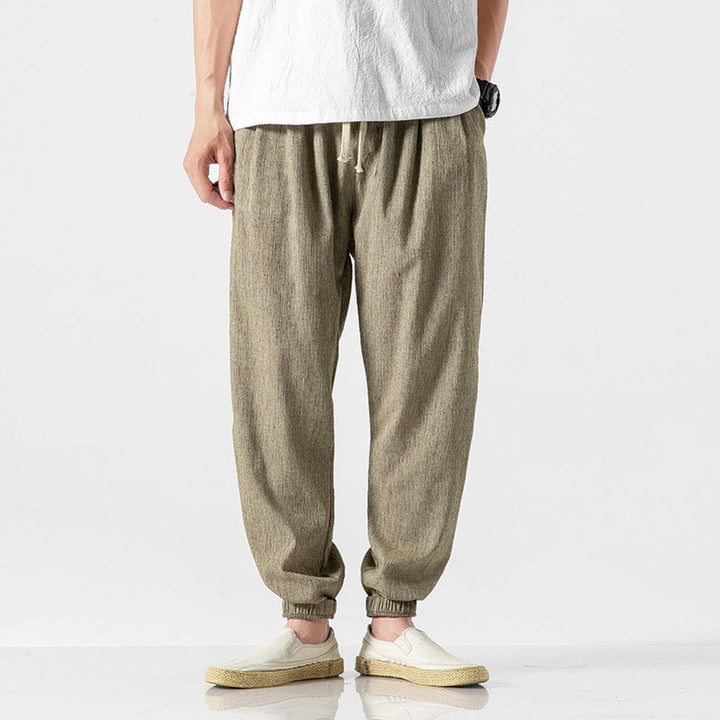 Men's Linen Blend Joggers – Lightweight Tapered Summer Trousers – view 3