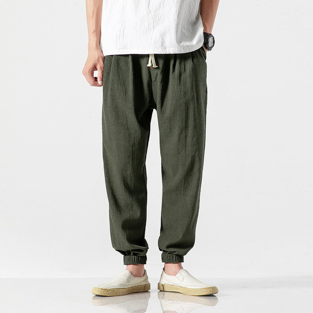 Men's Linen Blend Joggers – Lightweight Tapered Summer Trousers – view 6
