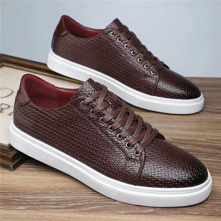 Men's Woven Leather Trainers – Low-Top Smart Casual Sneakers – view 2