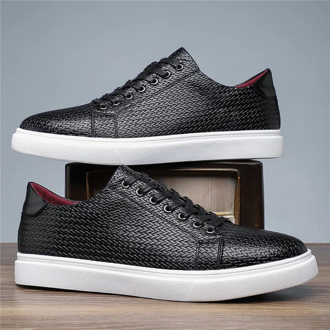 Men's Woven Leather Trainers – Low-Top Smart Casual Sneakers – view 3