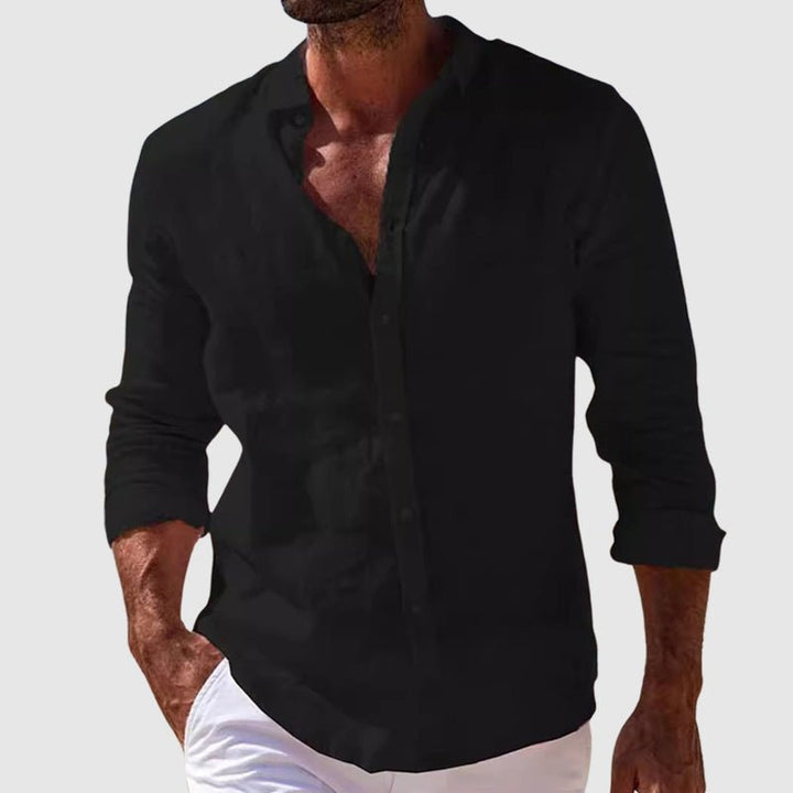 Men's Linen Cotton Blend Shirt – Relaxed Summer Holiday Wear – White