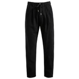 Men's Linen Blend Trousers – Relaxed Pleated Drawstring Fit