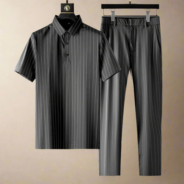 Men's Pinstripe Shirt and Trouser Set – Lightweight Co-Ord – Navy Pinstripe
