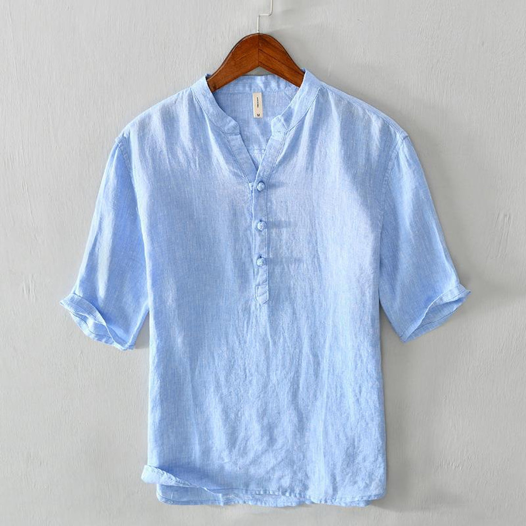 Romeo Men's Linen Shirt – Grandad Collar Summer Essential – view 2