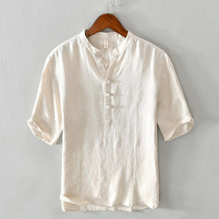 Romeo Men's Linen Shirt – Grandad Collar Summer Essential – view 3
