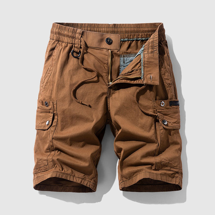 Men's Cotton Twill Cargo Shorts – Tailored Utility Fit – Beige
