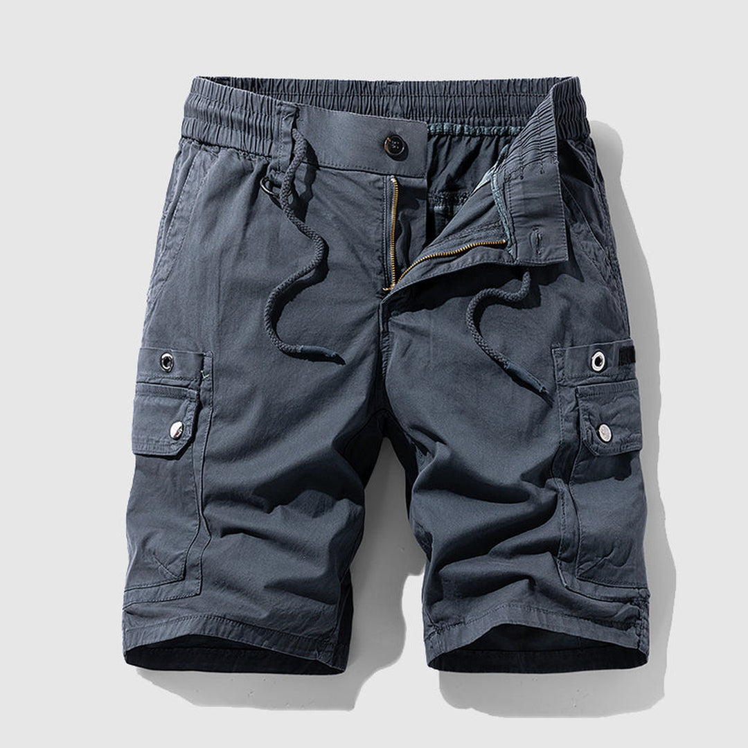 Men's Cotton Twill Cargo Shorts – Tailored Utility Fit – Black