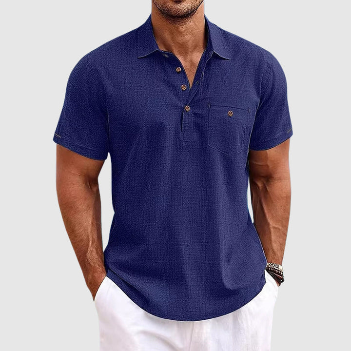 Men's Linen Polo Shirt – Breathable Relaxed Summer Fit – White